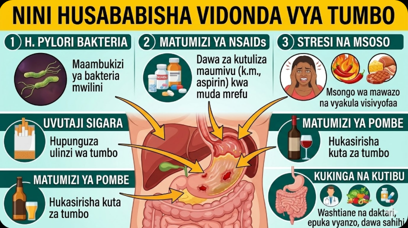Nini husababisha vidonda vya tumbo