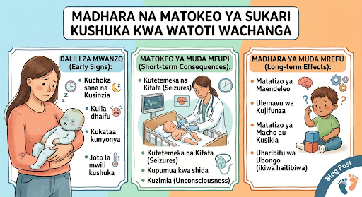 Madhara na matokeo ya sukari kushuka kwa watoto wachanga
